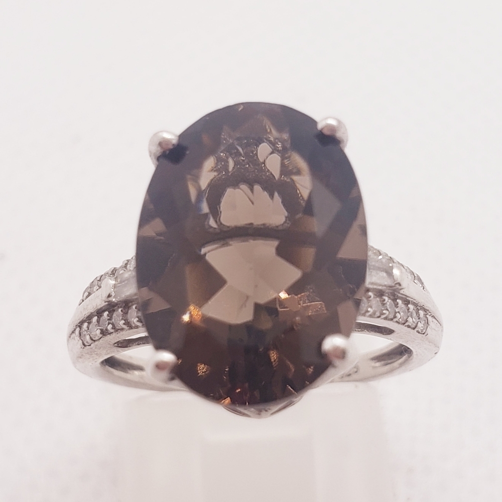 NWOT Colombianite and Diamond Ring in Platinum Over Sterling Silver 5.30 ctw - Picture 3 of 14